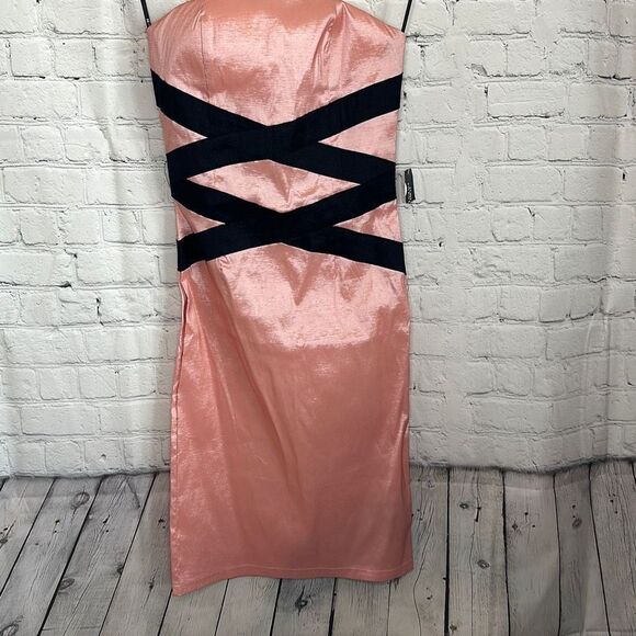 Forever 21 Women’s Pink Black Strapless Prom Wedding Formal Dress size Small P - Picture 1 of 4